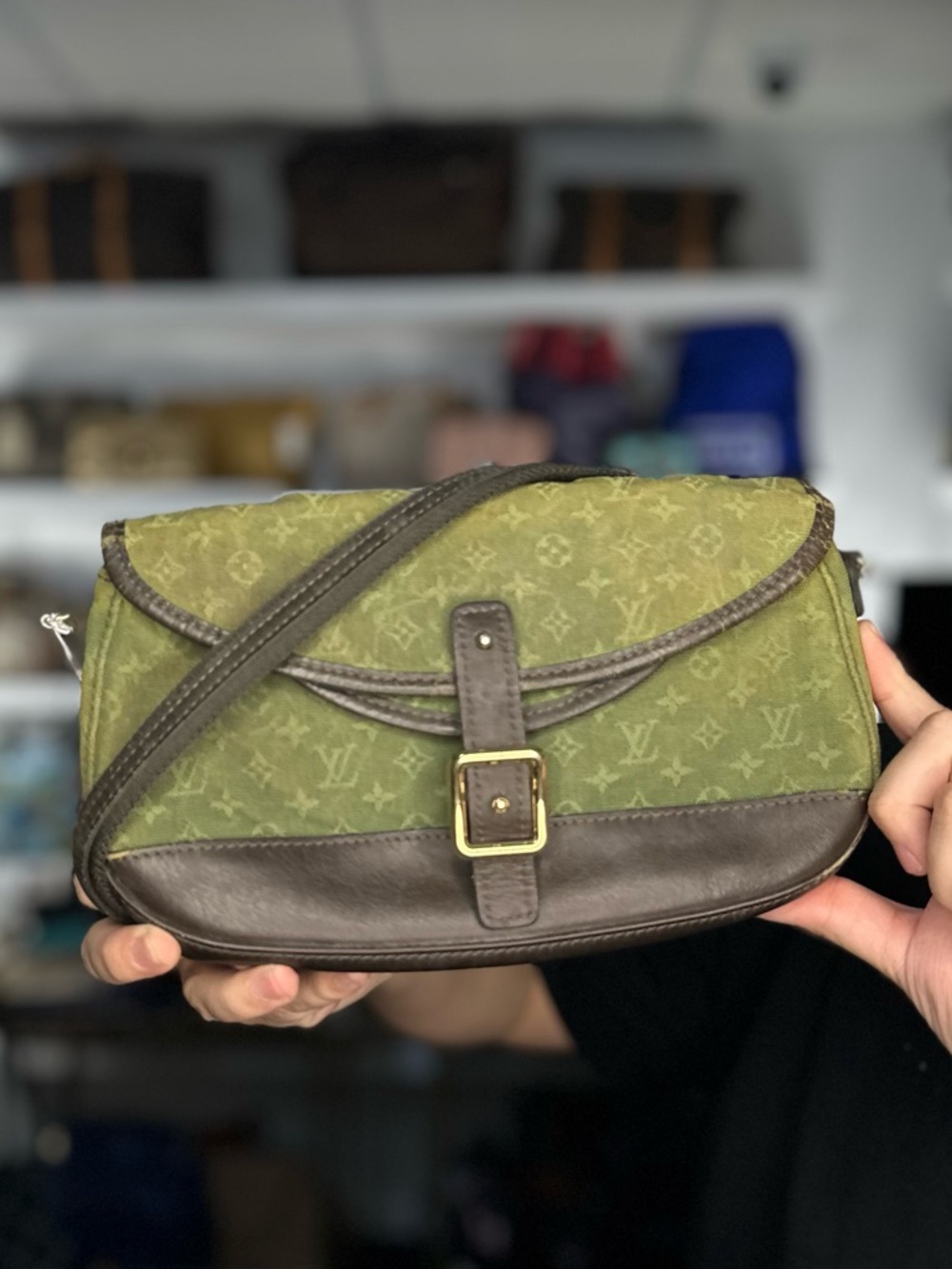 LV GREEN DENIM POCHETTE